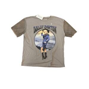 Dolly Parton official graphic tee large mesh embezzled sleeves western country